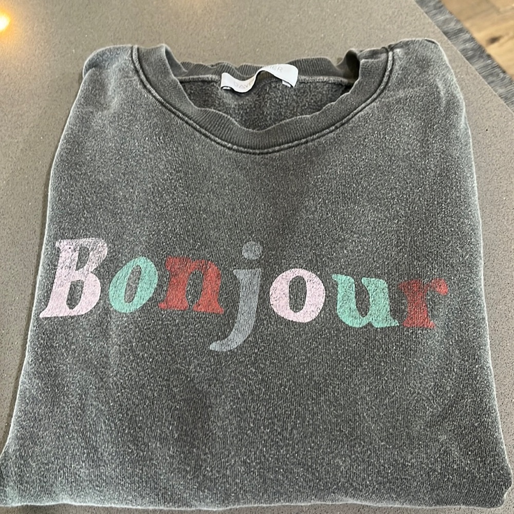 Daydreamer size small “Bonjour” grey sweatshirt